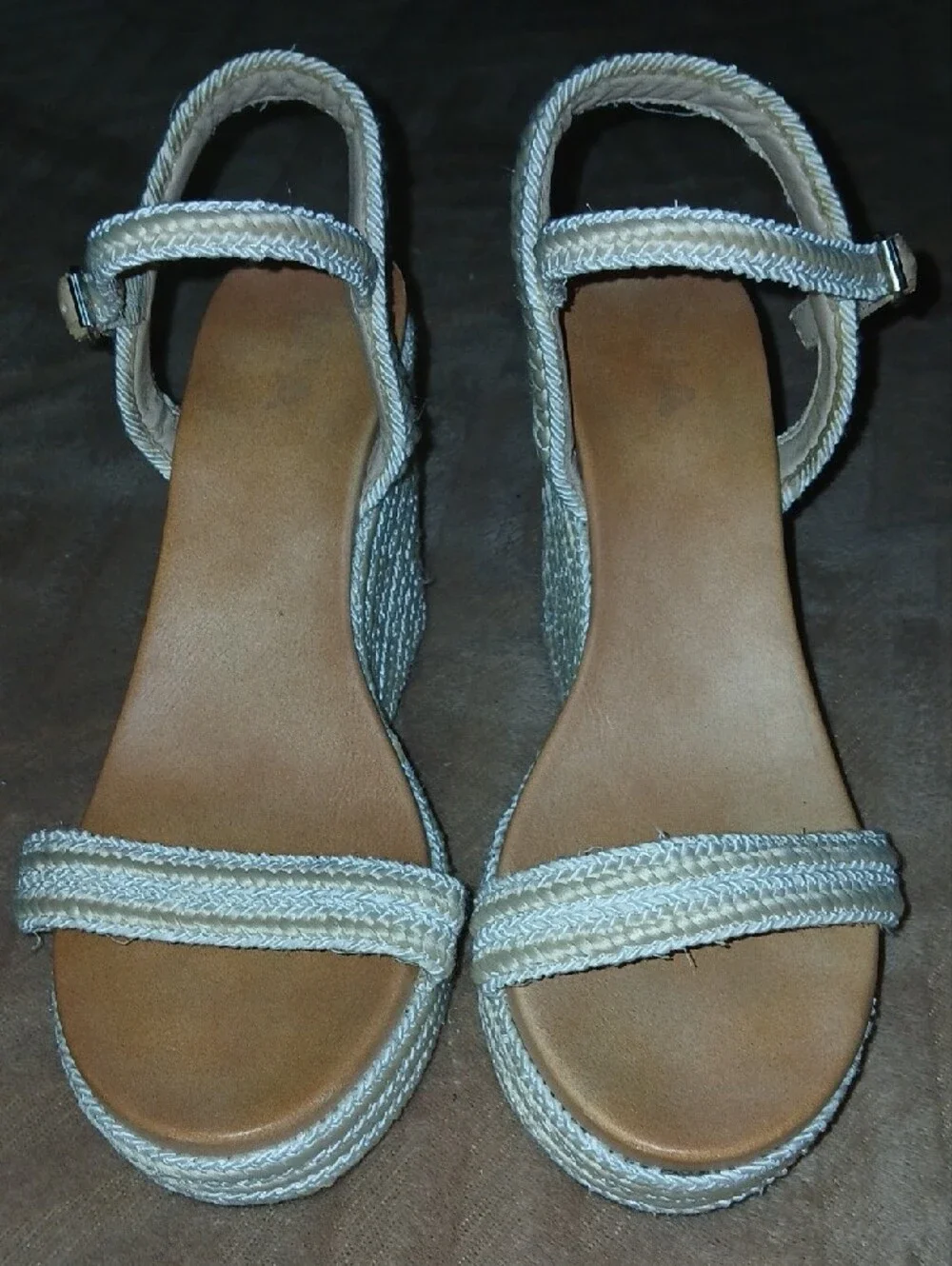 Women’s MIA Wedge Sandals - Cream Braided Platform And Straps Sz: 9